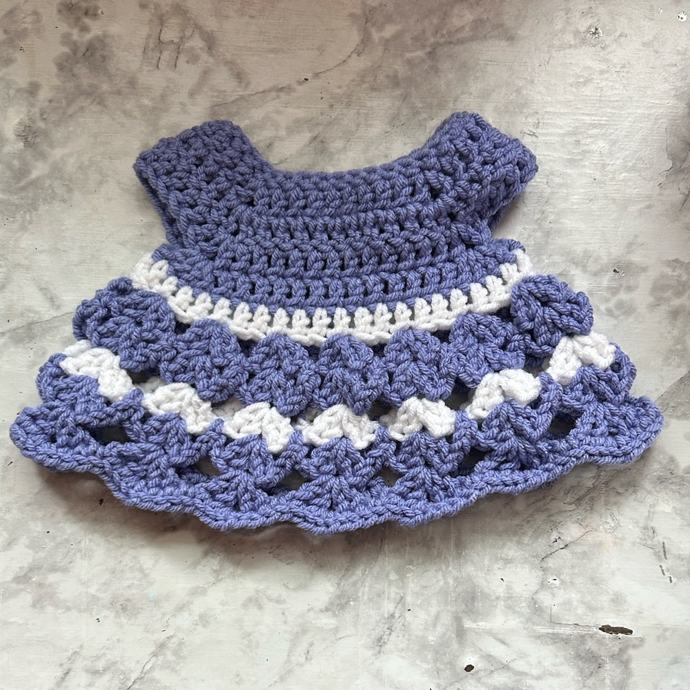 Teddy bear Purple Dress - HandCrafted Crochet